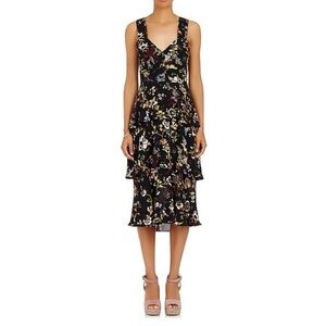 A.L.C & BARNEY’S NEW YORK - Silk Black Floral Ruffle Dress Size 6